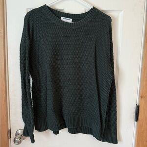 Old Navy Women's Dark Green Waffle Knit Sweater Cotton